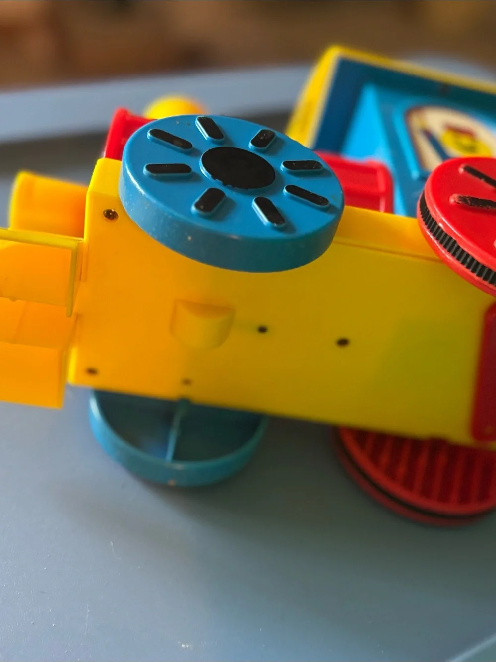 Vintage 1985 Colorforms Choo Choo Train Toy - Helm Toy Co - Mechanical Push Toy